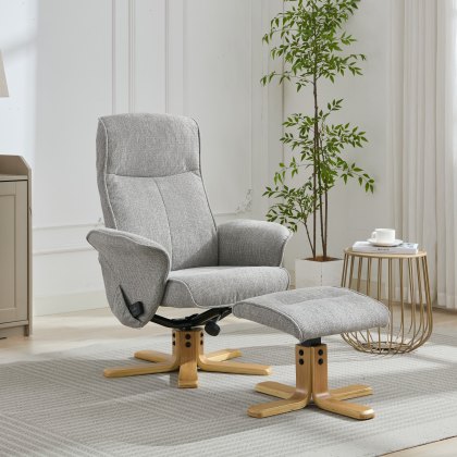Alexia Swivel Chair & Stool Set with Heat and Massage Function in Grey Fabric Alexia Swivel Chair & Stool Set with Heat and Massage Function in Grey Fabric
