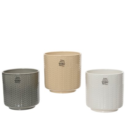 Kaemingk Stoneware Embossed Leaf Planter Kaemingk Stoneware Embossed Leaf Planter