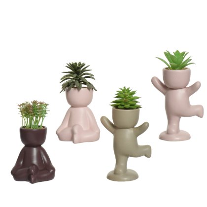 Kaemingk Faux Succulent in Figure Pot Kaemingk Faux Succulent in Figure Pot