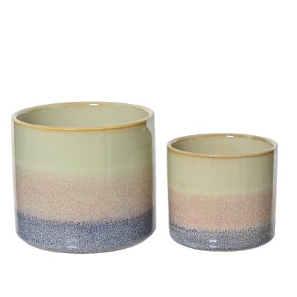 Kaemingk Set of 2 Faded Purple and Pink Tricolour Planters Kaemingk Set of 2 Faded Purple and Pink Tricolour Planters