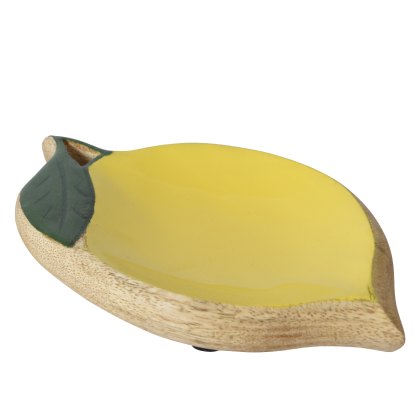Kaemingk Deco Plate Lemon Mangowood and Enamel Tray Kaemingk Deco Plate Lemon Mangowood and Enamel Tray