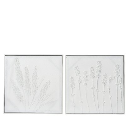 Kaemingk White Textured Floral Painting on Canvas Kaemingk White Textured Floral Painting on Canvas
