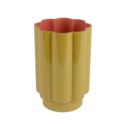 Kaemingk Mustard and Red Glass Vase
