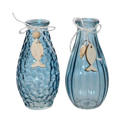 Kaemingk Nautical Themed Glass Vase with Bow Kaemingk Nautical Themed Glass Vase with Bow