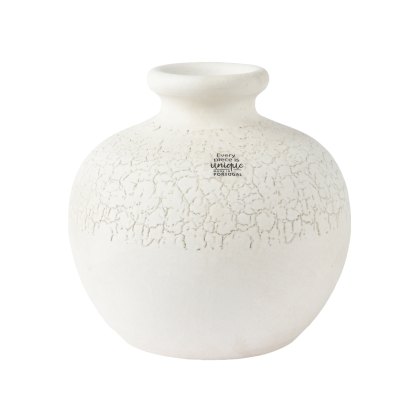 Kaemingk White Terracotta Textured Clay Vase Medium