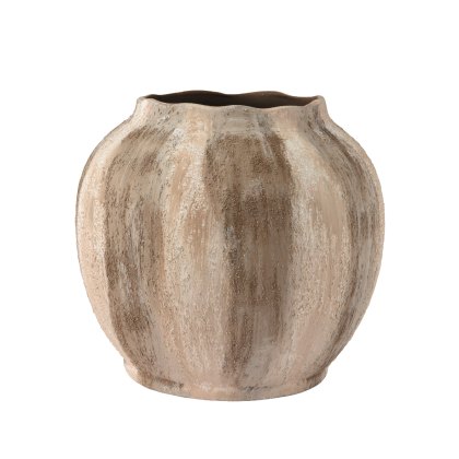 Kaemingk Textured Beige and Cream Vase Short