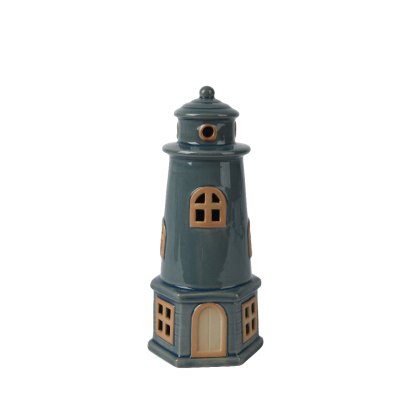 Kaemingk Dark Blue Porcelain Lighthouse Ornament Kaemingk Dark Blue Porcelain Lighthouse Ornament
