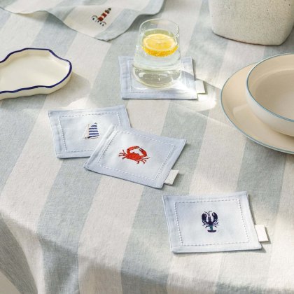 Sophie Allport Coastal Boats Set of 4 Drink Napkins Sophie Allport Coastal Boats Set of 4 Drink Napkins