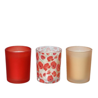 Kaemingk Set Of 3 Wax Filled Poppy Votives Kaemingk Set Of 3 Wax Filled Poppy Votives