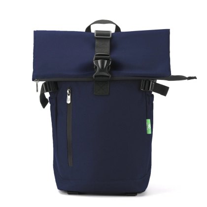 Eco Chic Navy Roll Recycled Canvas Roll Top Backpack Eco Chic Navy Roll Recycled Canvas Roll Top Backpack