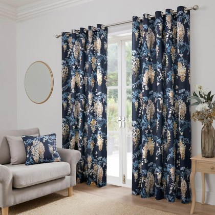 D&D Wisteria Eyelet Curtains Navy D&D Wisteria Eyelet Curtains Navy