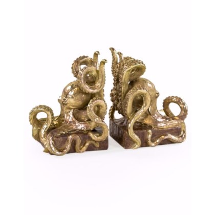 McGowan Rutherford Pair of Gold Effect Octopus Bookends