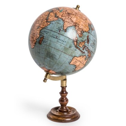 McGowan Rutherford Antique Globe on Wooden Stand McGowan Rutherford Antique Globe on Wooden Stand