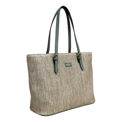 David Jones Sage Straw Shopper Bag