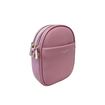 David Jones Pink Double Zip Crossbody Bag