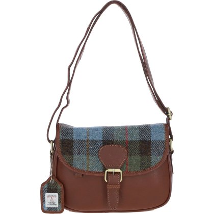 Ashwood Leather Harris Tweed Tan Macleod Saddle Crossbody Bag