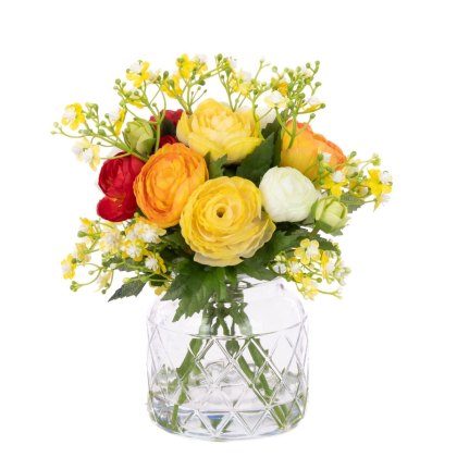 Floralsilk Orange Ranunculus & Gypsophila in Vase Floralsilk Orange Ranunculus & Gypsophila in Vase