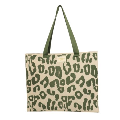 Zelly Woven Tote Animal Green