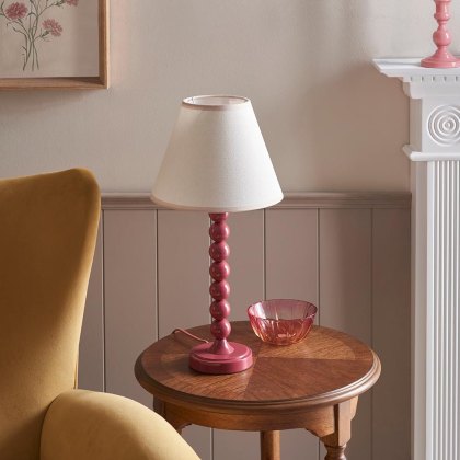 Endon Pink Clay Higgledy Lamp & 25cm Vintage White Ivy Shade