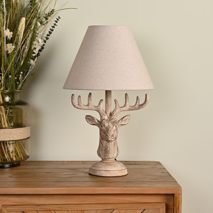 Widdop Hestia Wood Effect Stags Head Table Lamp