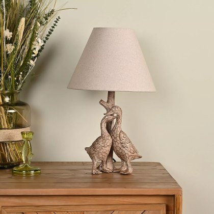 Widdop Hestia Wood Effect Geese Resin Table Lamp