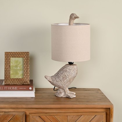 Widdop Hestia Wood Effect Resin Goose Table Lamp