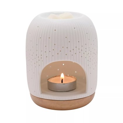 Widdop Hestia White Ringed Ceramic Pin Hole Wax Melt Burner