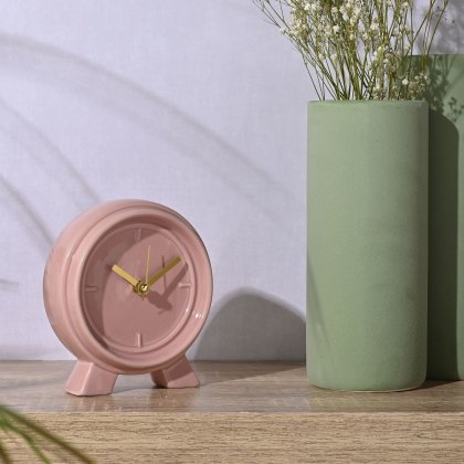Widdop Interval Ceramic Mantle Clock Pink Clay