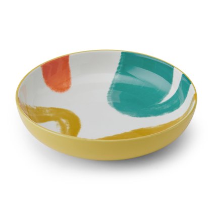 Mikasa Yellow Abstract Pasta Bowl Mikasa Yellow Abstract Pasta Bowl
