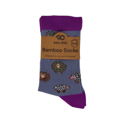 Eco Chic Lilac Cute Sheep Bamboo Socks 4-8
