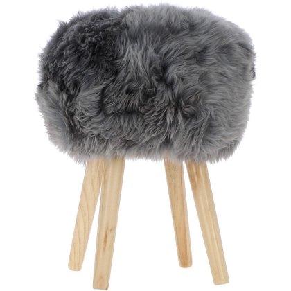 Ashwood Leather Wool Stool Grey Ashwood Leather Wool Stool Grey