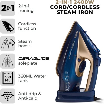 Tower Ceraglide 2400W Cord/Cordless Iron