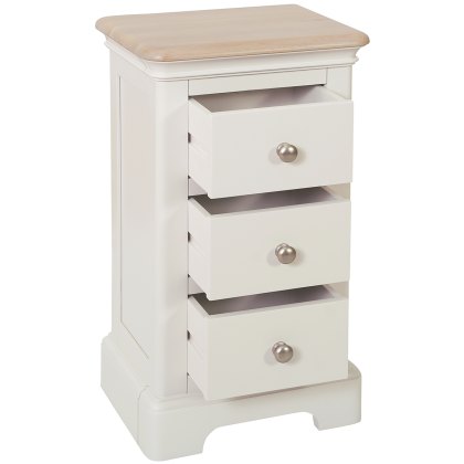 Broadway 3 Drawer Compact Bedside Table in Grey Mist