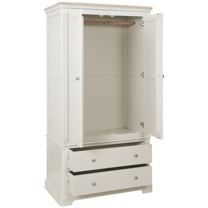 Broadway 2 Drawer Double Gents Wardrobe in Grey Mist
