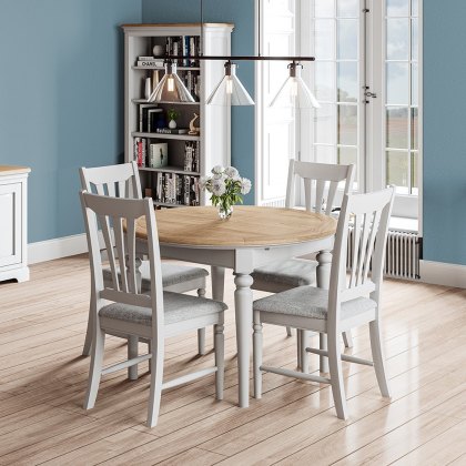Broadway Round Extending Dining Table & 4 Chairs in Grey Mist Broadway Round Extending Dining Table & 4 Chairs in Grey Mist
