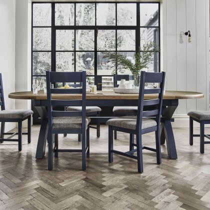 Heritage Editions Blue Oval Dining Table and 6 Upholstered Chairs