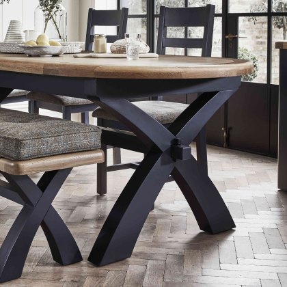 Heritage Editions Blue 2m Fixed Dining Table and 4 Upholstered Chairs Heritage Editions Blue 2m Fixed Dining Table and 4 Upholstered Chairs