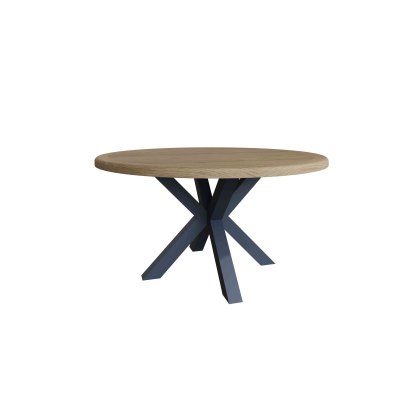 Heritage Editions Blue Large Round Dining Table and 6 Upholstered Chairs