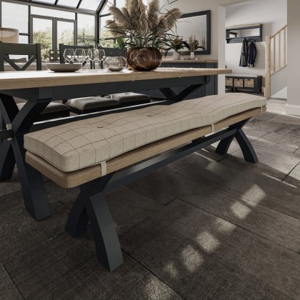 Heritage Editions Blue 2m Crossed Leg Dining Bench Heritage Editions Blue 2m Crossed Leg Dining Bench