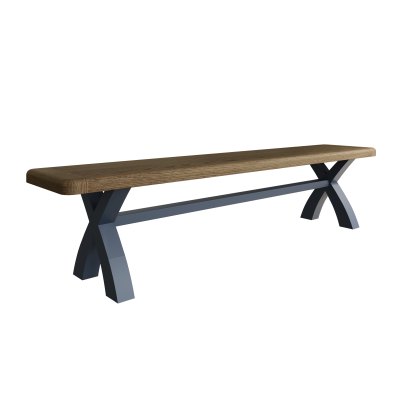 Heritage Editions Blue 2m Crossed Leg Dining Bench