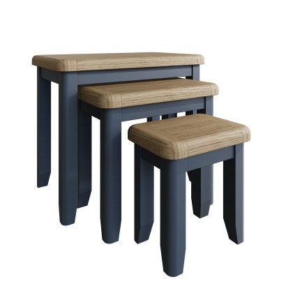Heritage Editions Blue  Nest of 3 Tables