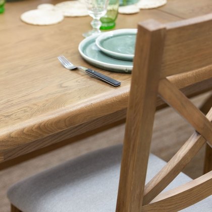 Manor Oak 2m Extending Crossed Leg Dining Table with 5 Cross Back Chairs & Bench