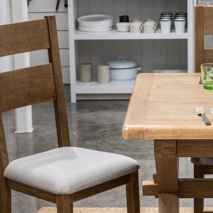 Manor Oak 2m Extending Crossed Leg Dining Table with 5 Ladder Back Chairs & Bench
