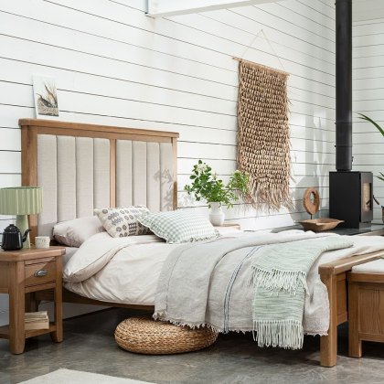 Manor Oak Fabric Headboard Bed Manor Oak Fabric Headboard Bed