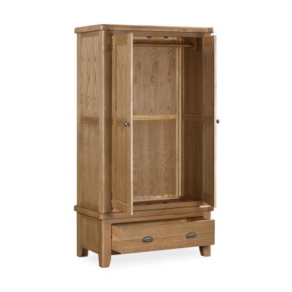 Manor Oak 2 Door 1 Drawer Wardrobe