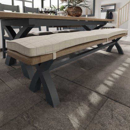 Heritage Editions Blue 2.5m Cross Legged Dining Bench