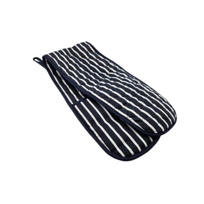 Butchers Stripe Navy Double Oven Glove