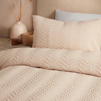 Serene Natural Embossed Curve Duvet Set