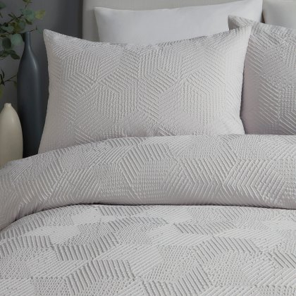 Serene Grey Embossed Geo Duvet Set