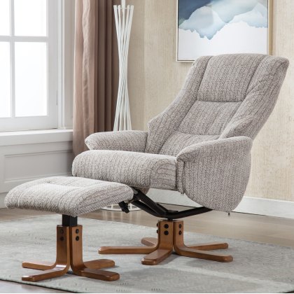 Florida Swivel Recliner Chair and Stool Set in Wheat